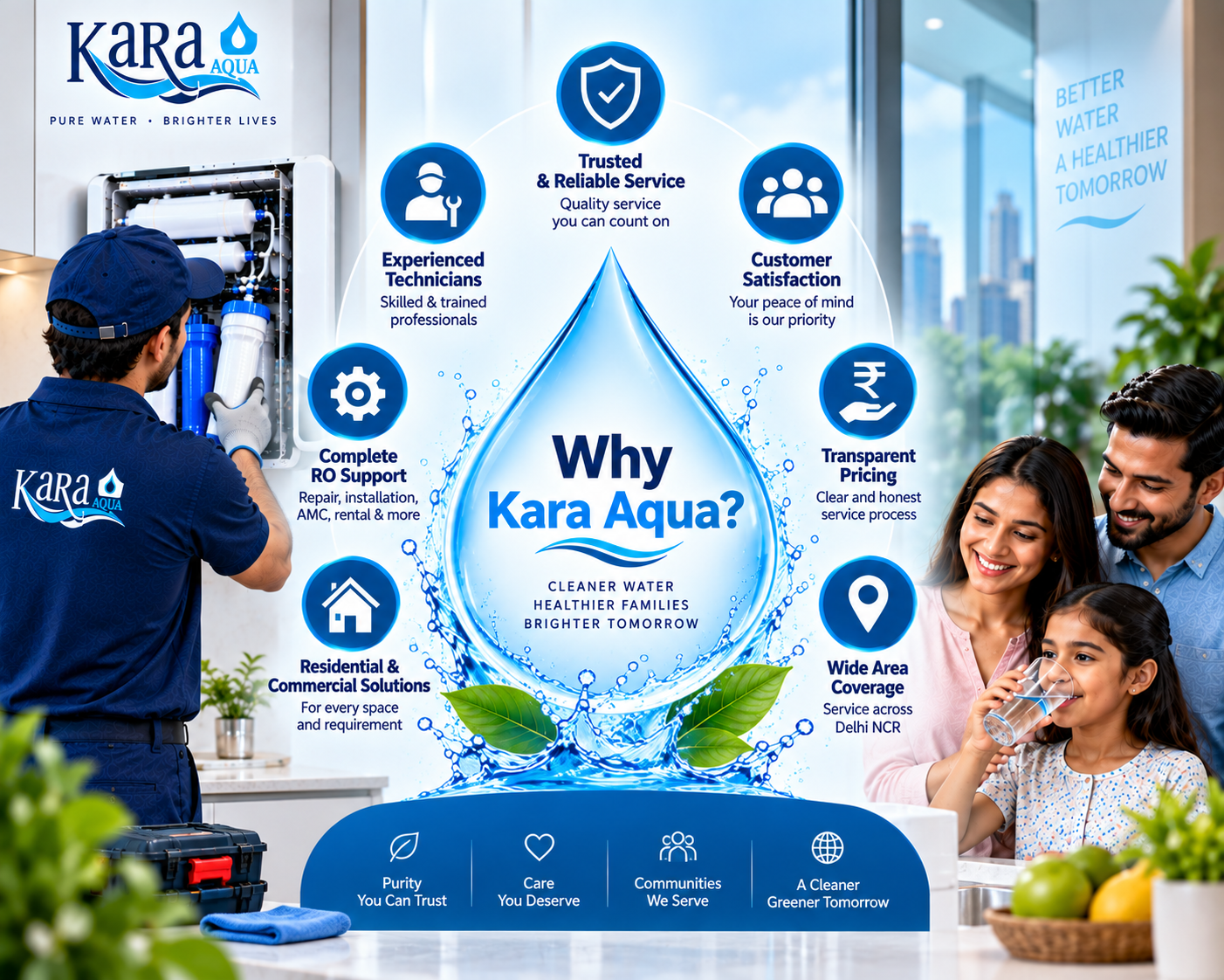 Professional water purification support for homes and businesses