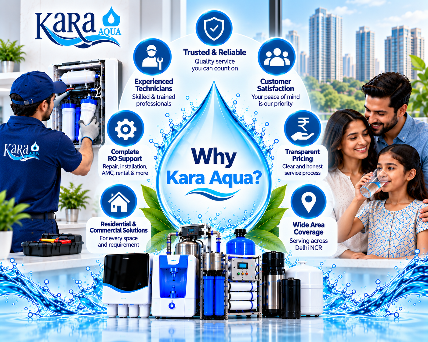 Professional water purification support for homes and businesses